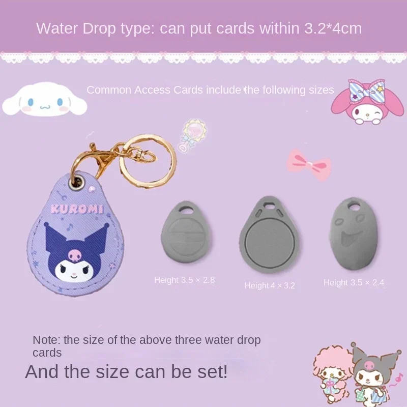 Sanrio Hello Kitty Water Drop Type Access Control Card Cover Melody Cinnamoroll Cartoon Elevator Card Pu Key Protection Cover