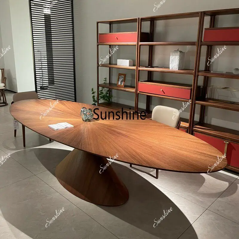 

Retro Nordic Italian minimalist flying saucer dining table and chairs oval all solid wood
