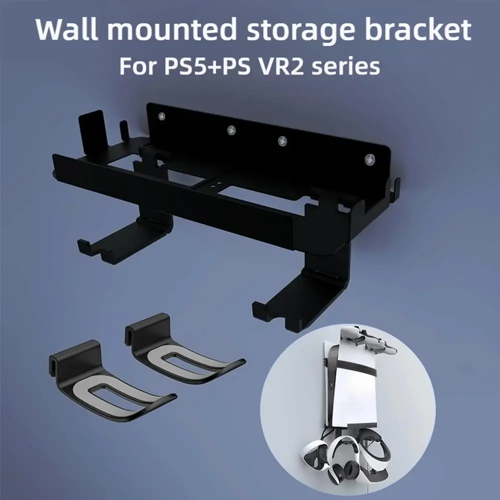 For PS5/PS5 SLIM/PS5 Pro Wall Mount Bracket Storage Display Stand Space Saving Sleek Design With Foldable Vertical Hooks