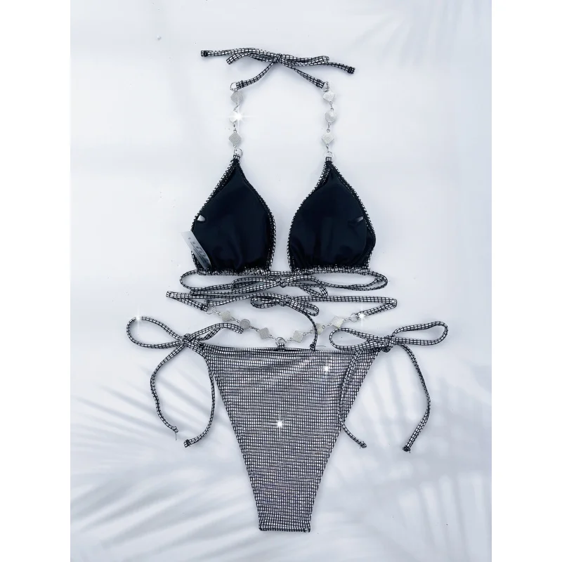 Bikini Double New Bikini Solid Color Swimsuit Backless Swimwear Women Tied Swimsuit Sexybikini6635