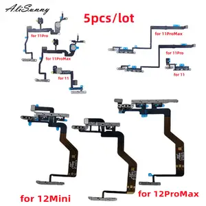 Bilashmart 5 Power Flex Cable iPhone 11 12 Pro Max 12mini Light Flash Switch control Volume Side Button Metal Bracket Part