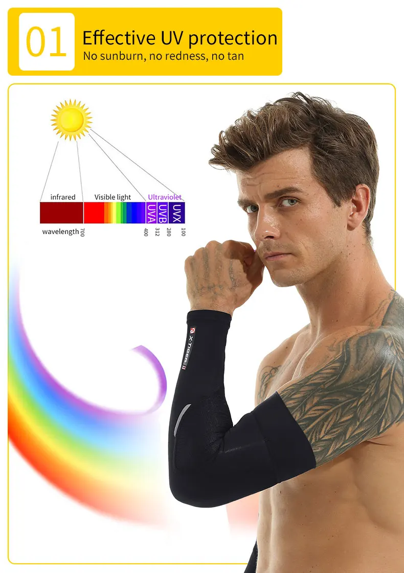X-TIGER Fahrrad-Beinmanschette, Sport-Armmanschette, Sonne, Anti-UV-Beinärmel, Eisstoff, Fahrrad-Beinmanschette, Laufen, Fitness, Radfahren, Armstulpen – Detail 40