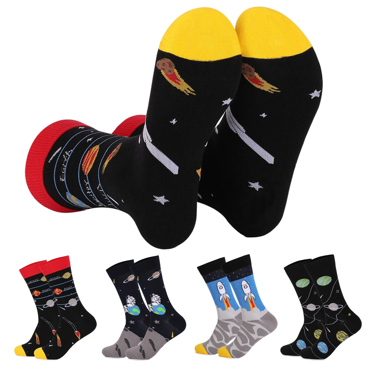 Mens Funny Dress Socks Crazy Design Universe Game Pattern Cotton Socks Novelty Gifts for Men EU 44-49