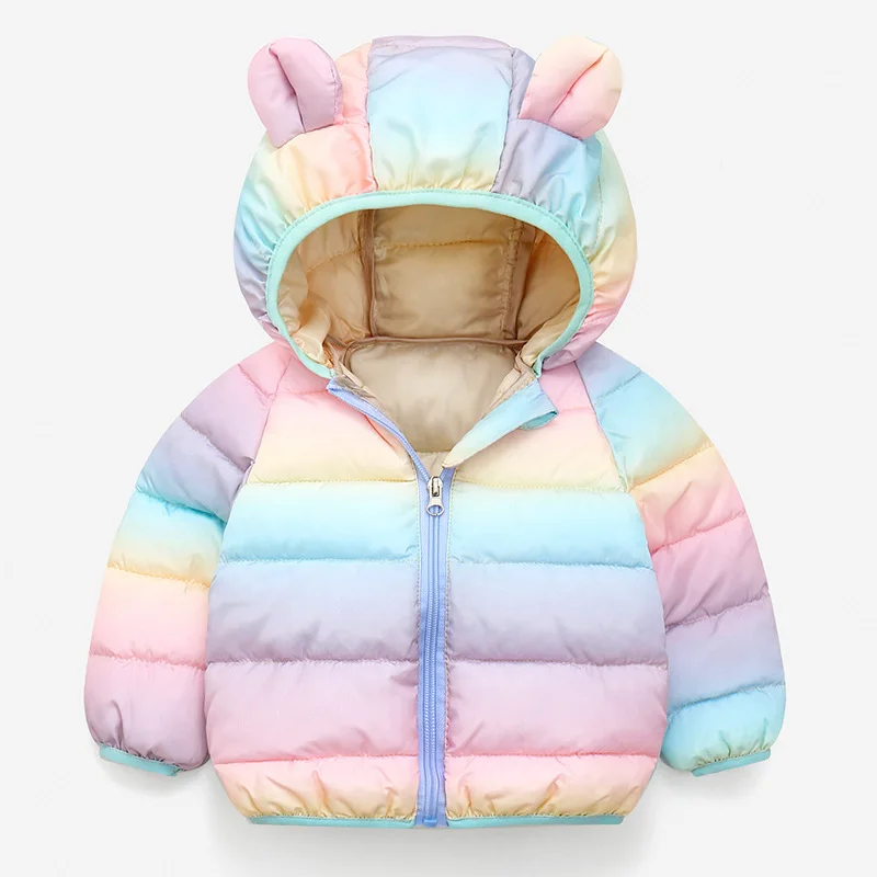 

Children qiu dong season new small ears hooded dazzle colour cotton-padded jacket, 2022 boys girls warm winter jacket coat