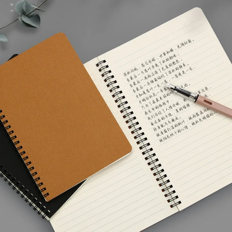 A5 B5 โน้ตบุ๊ค 120 หน้าเกลียวหนังสือไดอารี่กระดาษคราฟท์ปกแนวนอน Notepad เครื่องเขียนอุปกรณ์สํานักงานโรงเรียน