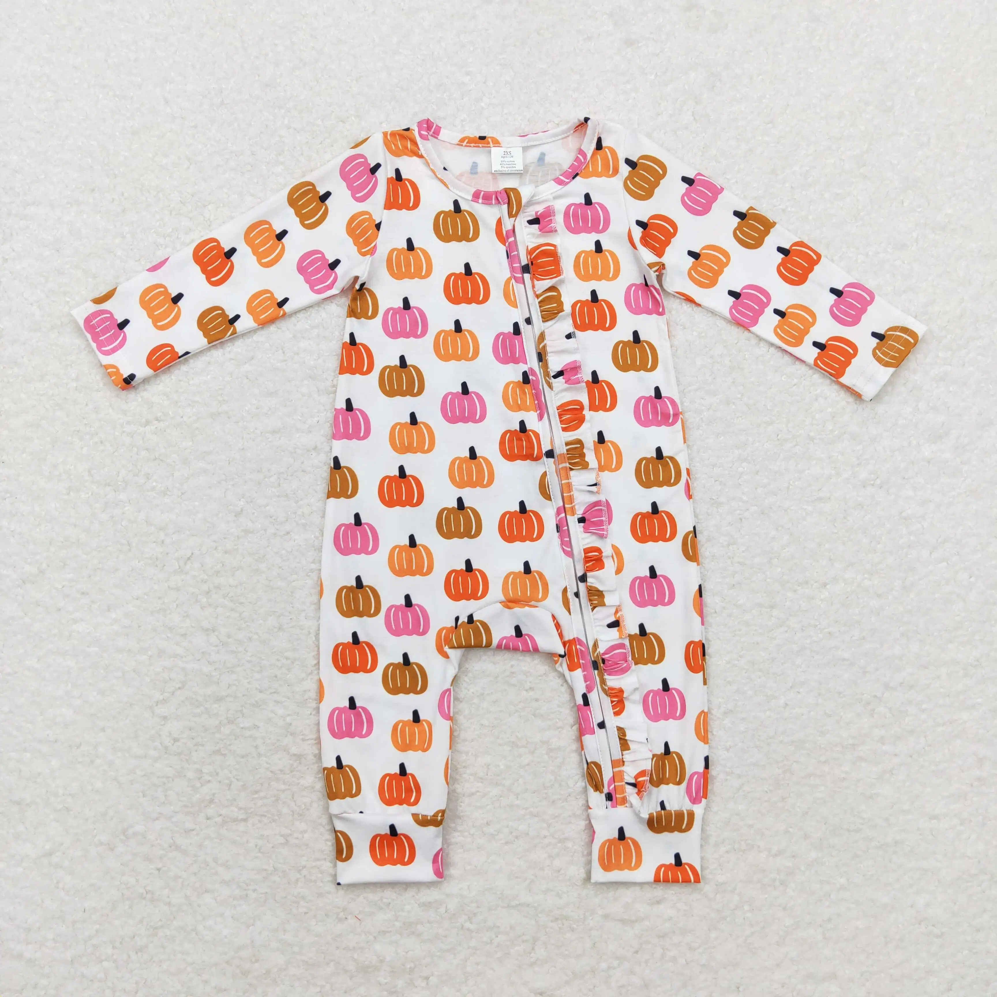 

LR1219 Fashion Baby Girls Halloween Clothes Toddler Long Sleeve Pumpkin Print Kids Boutique Romper