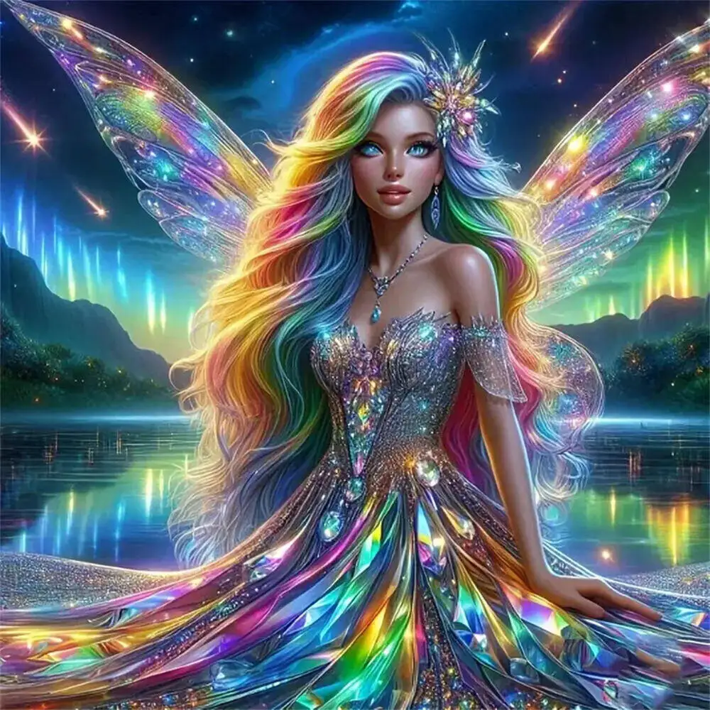 Diamant Stickerei Frau Porträt Diamant Malerei Elf 5D DIY Diamant Mosaik Flügel Bild Von Strass Kits Handwerk