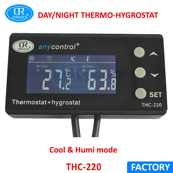 RINGDER THC-220 Digital Sensor Temperature Humidity Controller