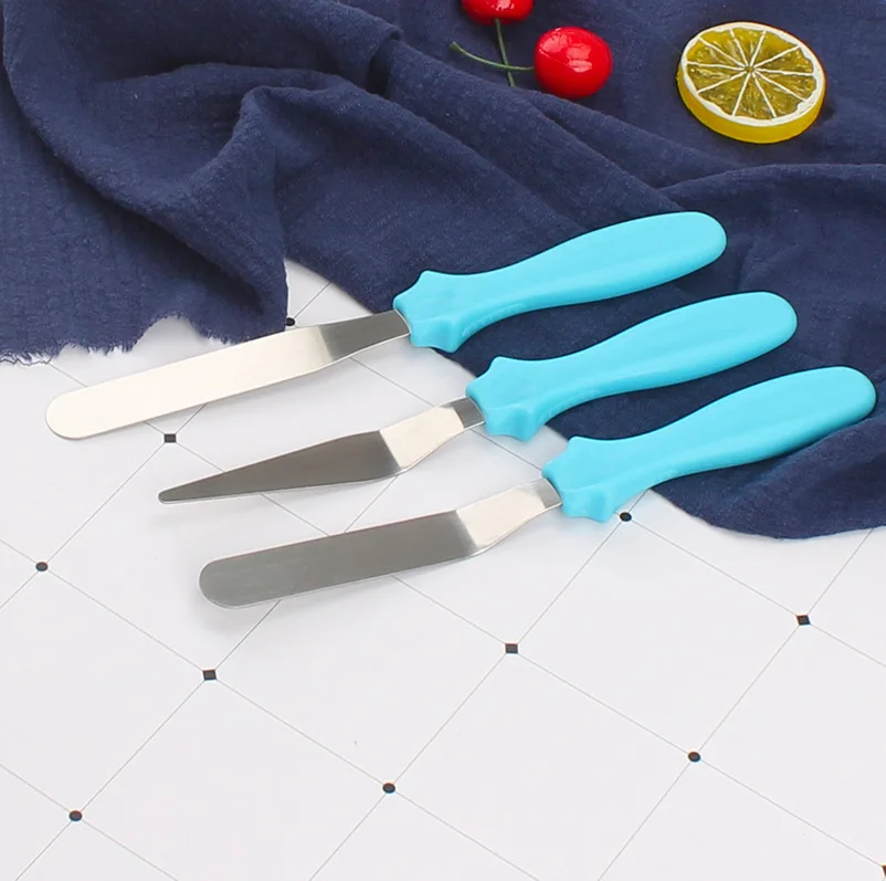 3pc 4inch Baking Accessories Stainless Steel Cake Spatula Butter Cream Icing Frosting Smooth Kitchen Pastry Cake Decoration Tool