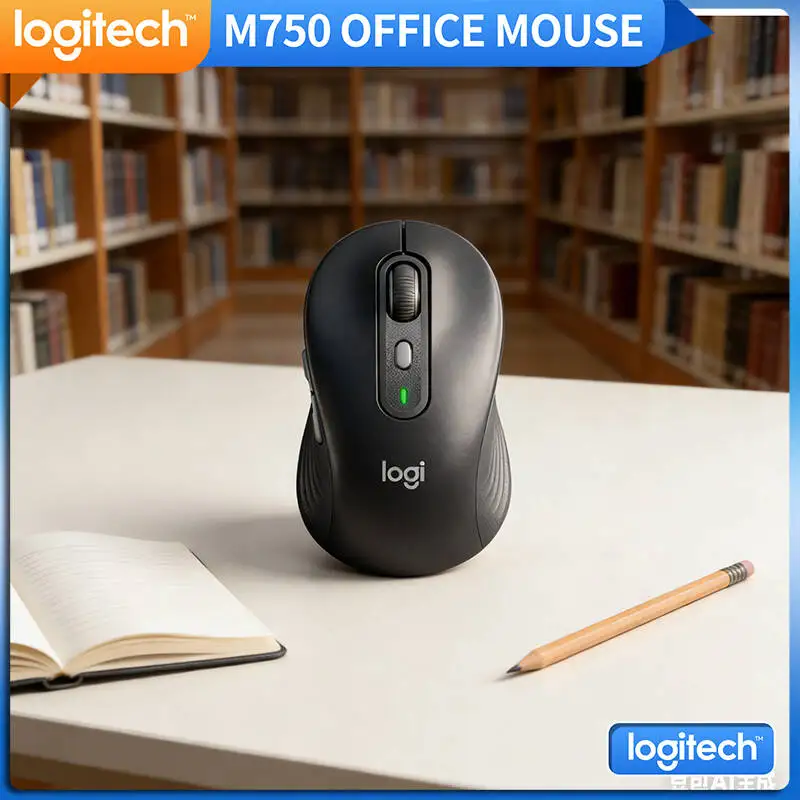 

Ergonomic M750 Silent Mouse - 90% Noise Reduction, Soft Grips, 3-Device Sync, 10m Range, Home Office Essential