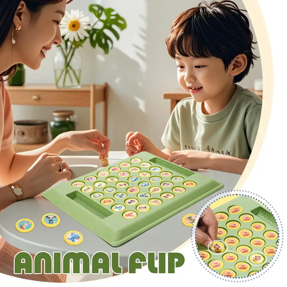 Two-player Interactive Animal Flip Chess Game For Children, A Clever Parent-child Interactive Puzzle Reasoning Game Animal T4B1