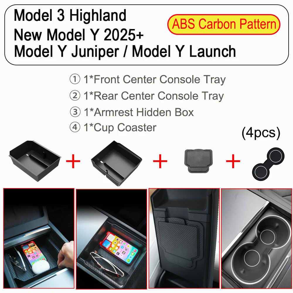 4pcs ABS Carbon
