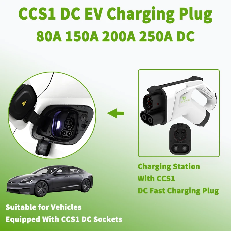 WUFEN Electric Vehicle Charger Connector CCS1 Charging Plug 250A DC 250KW High Power EV Super Fast Charging Station CCS 1 Plug