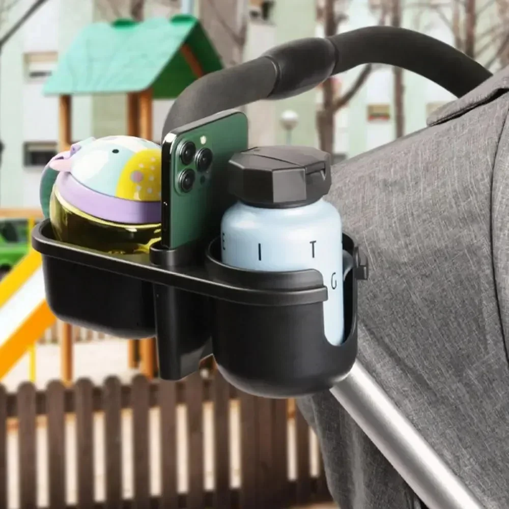 Baby Stroller Cup Holder 3-in-1 Bottle Holder Mobile Phone Holders Snack Holder Universal Walking Stroller Cup Shelf Accessories