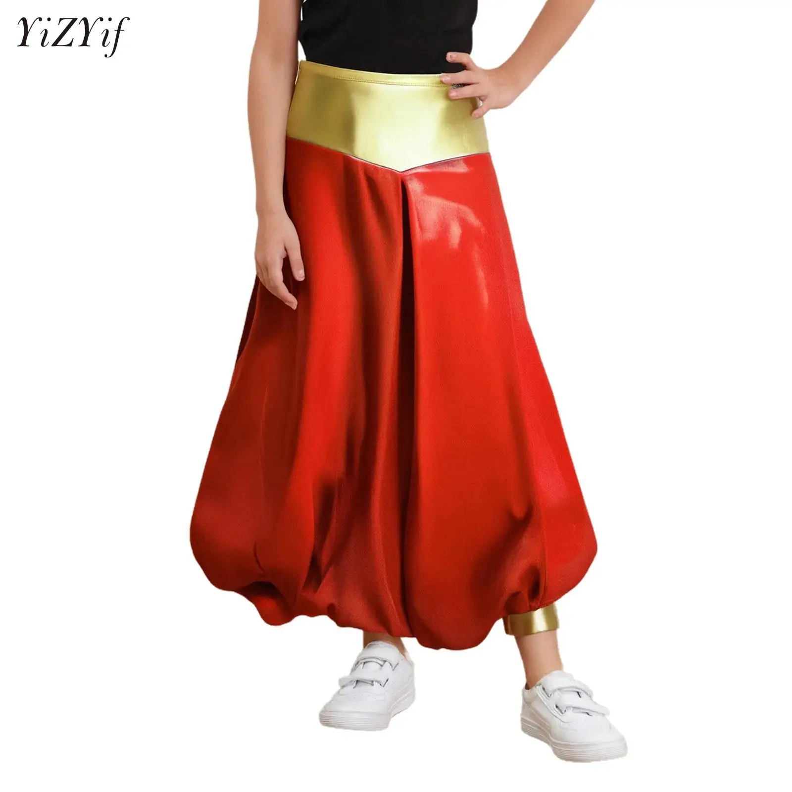 

Kids Boys Arabian Pants High Waist Loose Harem Pants Indian Belly Dance Baggy Pants Halloween Arabian Prince Cosplay Costume