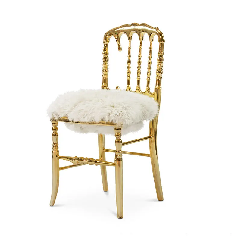 

Portuguese light luxury pure copper dining chair modern designer balcony backrest single chair creative bedroom high-end