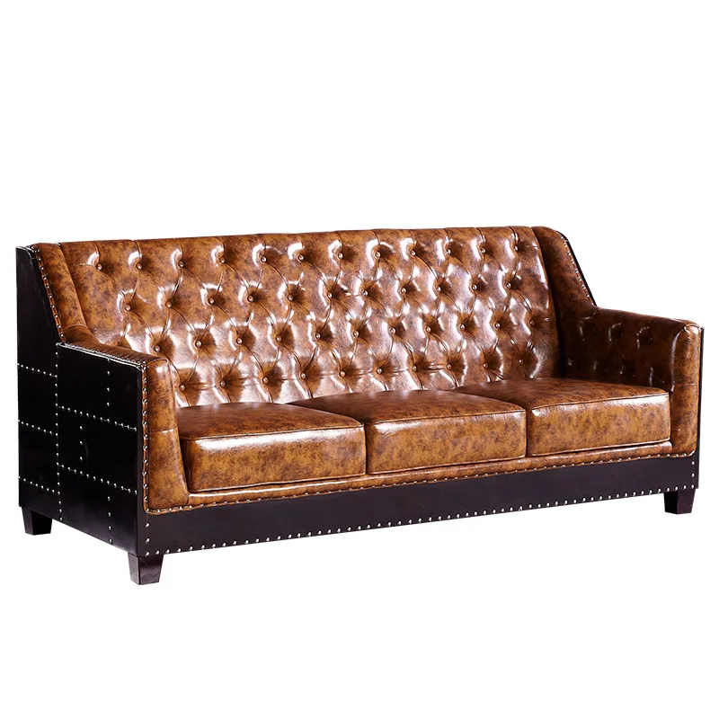 

Black aluminum leather sofa, whiskey, cigar bar, creative leather, vintage British industry, KTV, clubhouse, bar box