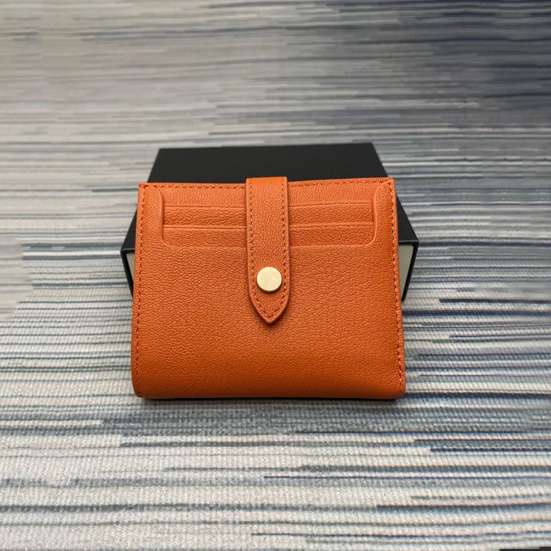 Genuine leather Women Wallet New top luxury men's short half fold thin solid color litchi small wallets Zip coin purse гаманець