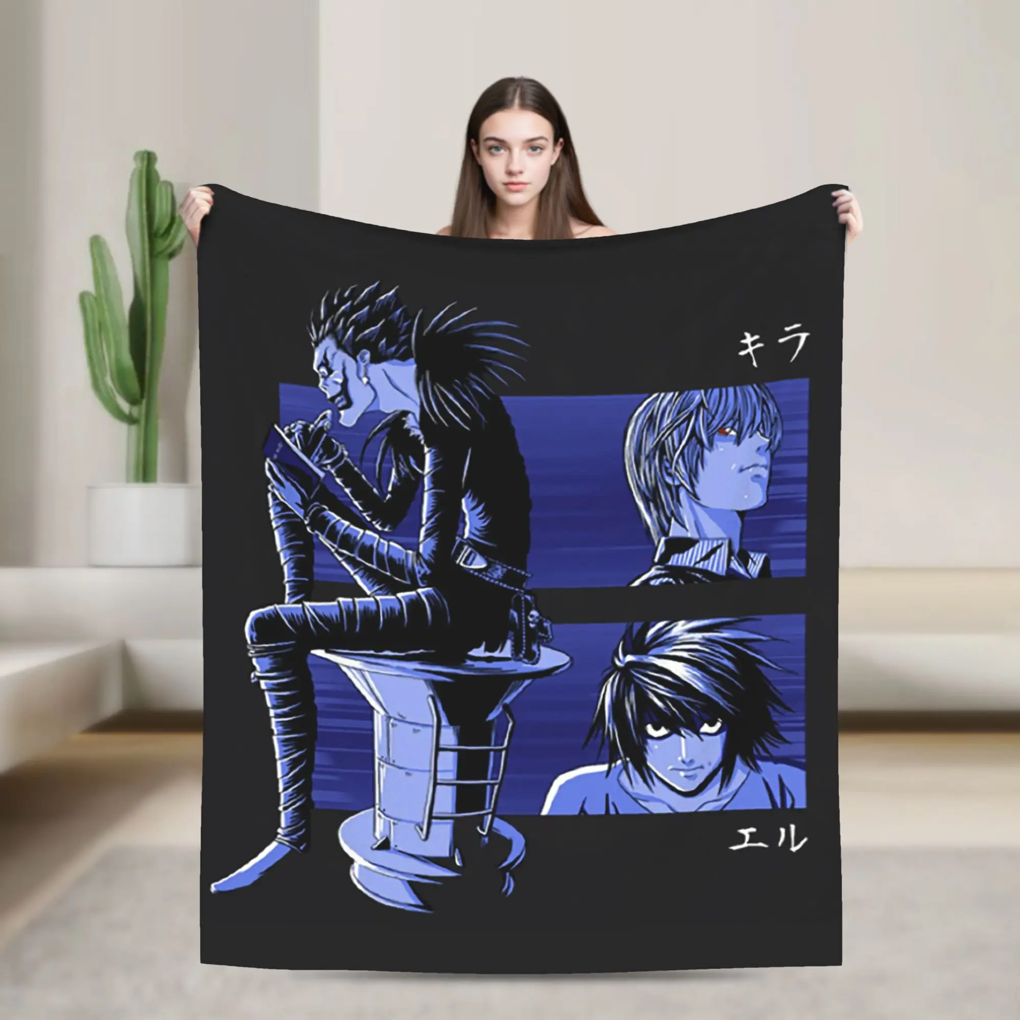 

Death Note Anime Blankets Ryuk Lawliet Light Yagami Plush Funny Breathable Throw Blankets for Bedding Lounge Autumn/Winter