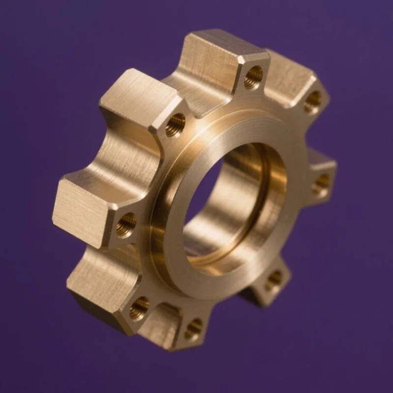 

Custom CNC Turned Bronze Star Coupling / Sprocket with Internal Threads for Automation Equipment