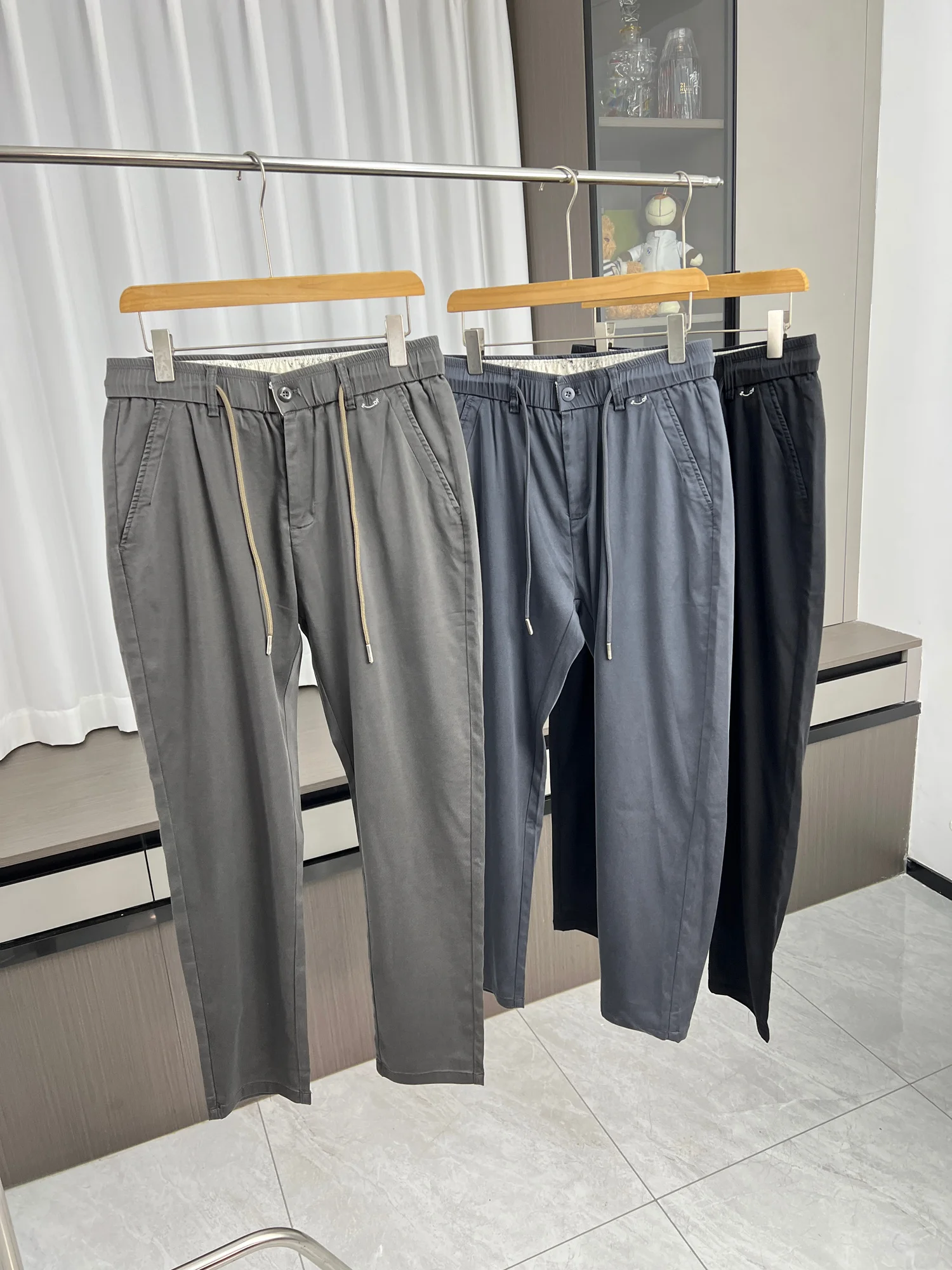 

Мужские повседневные брюки прямого кроя на весну с эластичным поясом на шнурке, универсальные, свободного кроя, из хлопка, струящиеся, в стиле Westwear