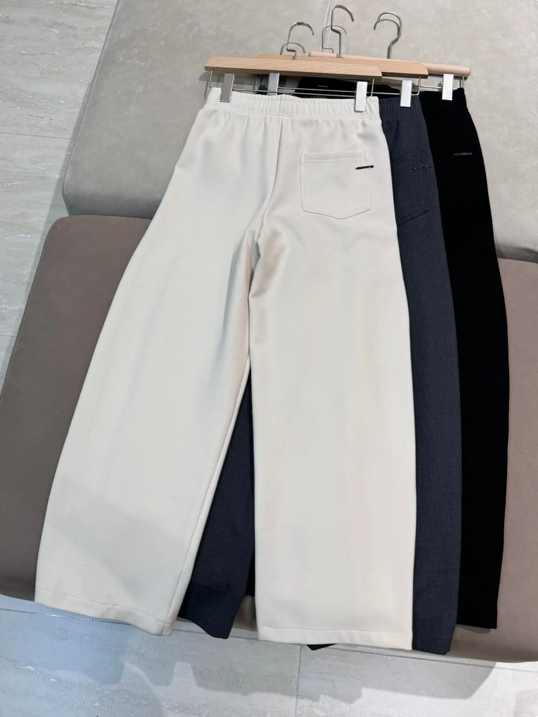 Autumn winter fleece lined casual high waist pants