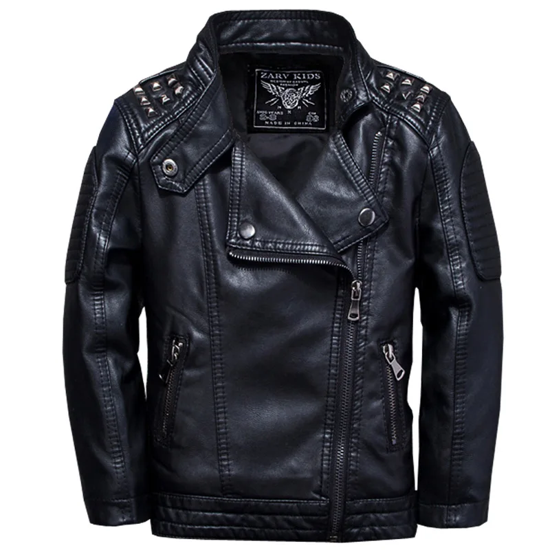 Children NEW Year Waterproof Windproof Coat Kids Street Photography Wear Rock Boys Christmas Motorcycle Pu Leather Jacket