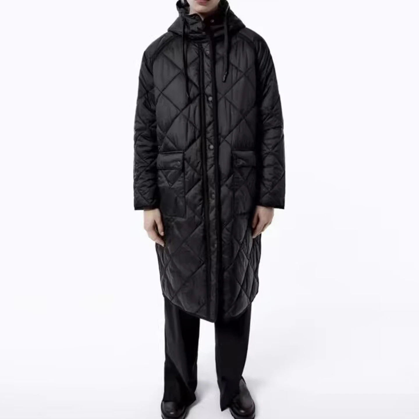 Z المرأة Faion معطف طويل 2025 جديد Personali Sle تنوعا ملابس خارجية يومية مقنعين سستة إغلاق اللون #2