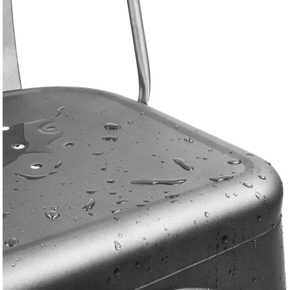 Kursi Makan Logam Dalam Ruangan Luar Ruangan Menggunakan Kursi Logam Industri Tolix Stackable Set 4 untuk Dapur, Ruang Makan