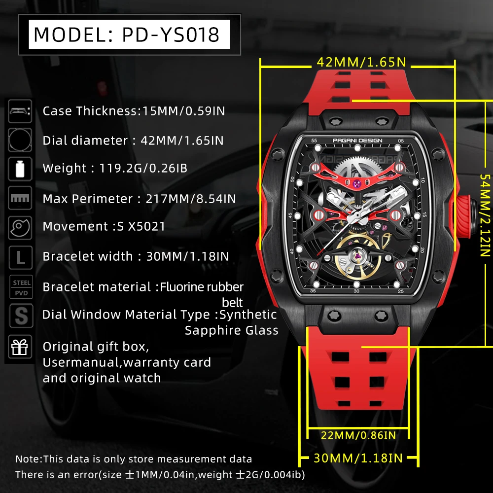 Pagani Design 2024 neue Herrenuhr, 50 Meter wasserdichtes Edelstahlgehäuse, hohles Zifferblatt, modische mechanische Herrenuhr