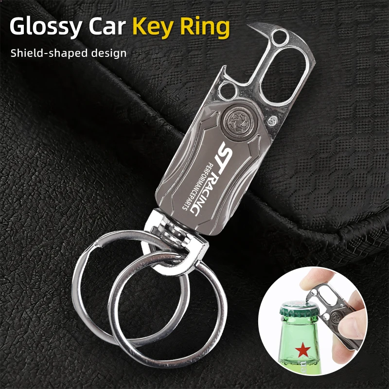 Zinc Alloy Car Key Ring Bottle Opener Interior Accessories For Ford Mustang Edge Mondeo ST Fusion Explorer Focus Fiesta Ranger