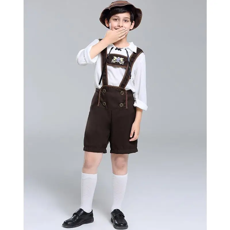 Fantasia de menino da vila alpina, performance de palco, roupa de halloween, dia das crianças, festival de cerveja, roupa de menino, coágulo folclórico tradicional...