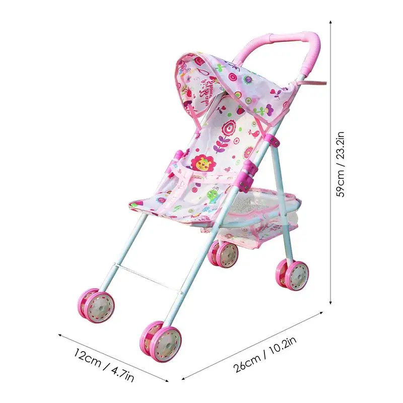 Simulation Baby Stroller Toy Infant Carriage Children Pretend Play Furniture Toy Stroller Pram Pushchair Children Doll Accessori