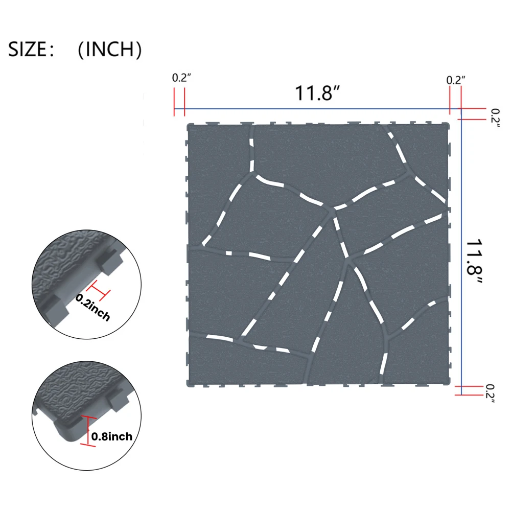 DIY Module Interlocking Decking Tiles Floor Tile Easy and Quick Installation Court Tiles for Porch Poolside Balcony 44pc