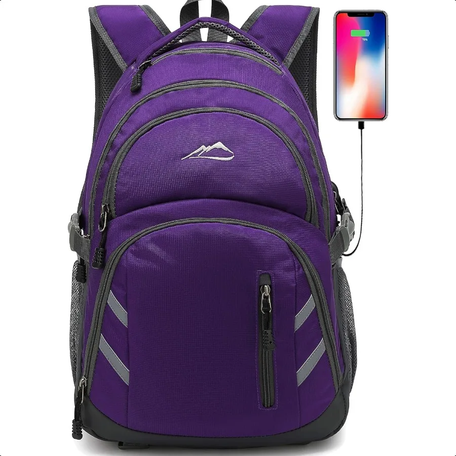 

Backpack Bookbag for College Laptop Travel Fit Laptop Up to 15.6 inch with USB Charging Port Multi Compartment Anti theft Gift