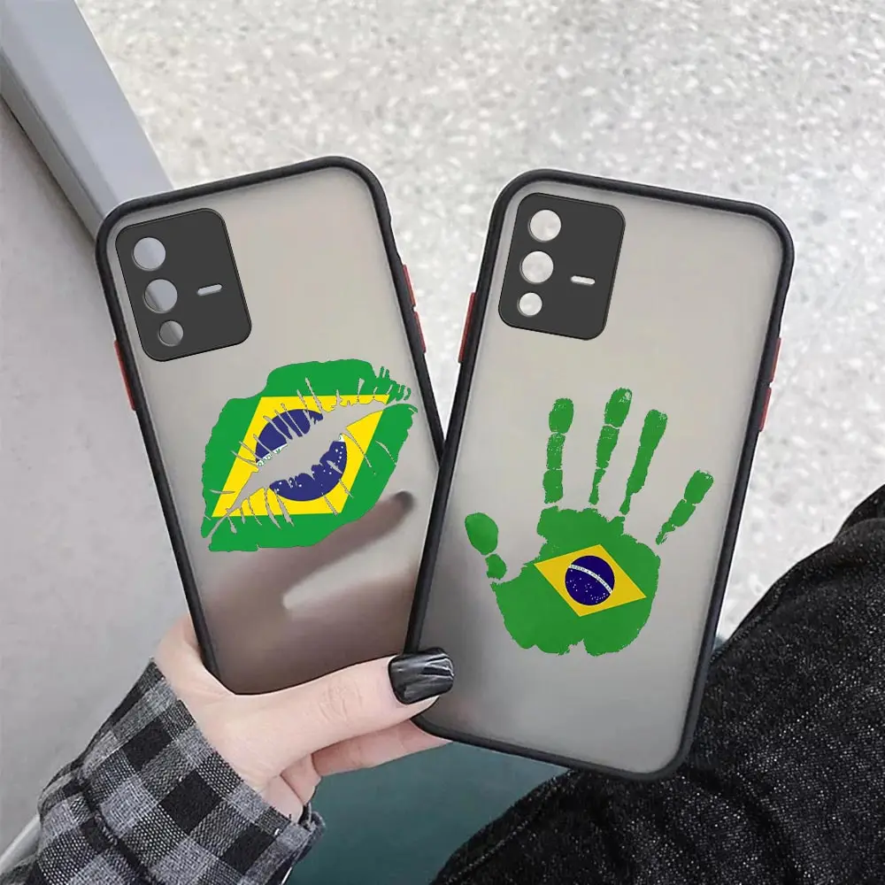 Brazil Brazilian Flags Emblem Matte Case for VIVO V25 V23 V23E V21 V21E V20 X70 X60 X60T X50 Y73 IQOO NEO 7 5 3 PRO PLUS Cover