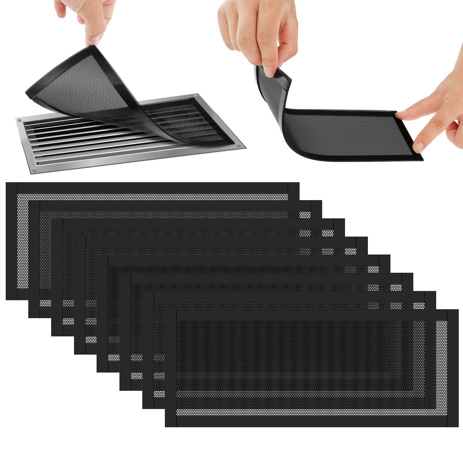 8 Pcs 10x4 inch Floor Vent Covers Magnetic Mesh Air Vent Filter PVC Floor Register Vent Screens Reusable Vent Mesh Cover