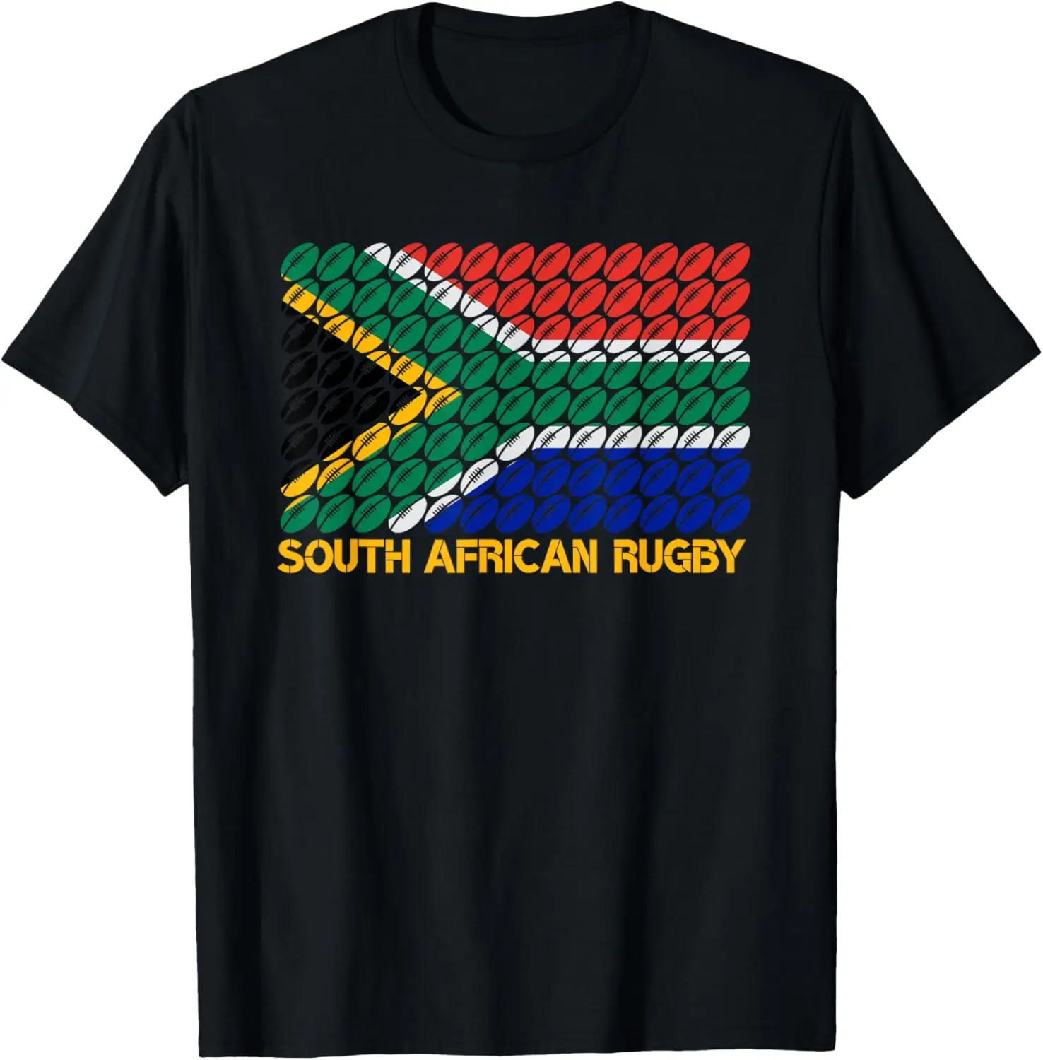 

Rugby Ball Pattern South Africa Flag T-Shirt