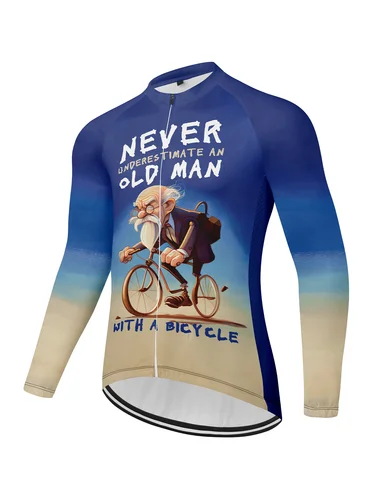 Camiseta de ciclismo para hombre, chaqueta de bicicleta para hombre mayor con estampado 3D de manga larga, Top con 3 bolsillos traseros, bicicleta de montaña, MTB, bicicleta de carretera