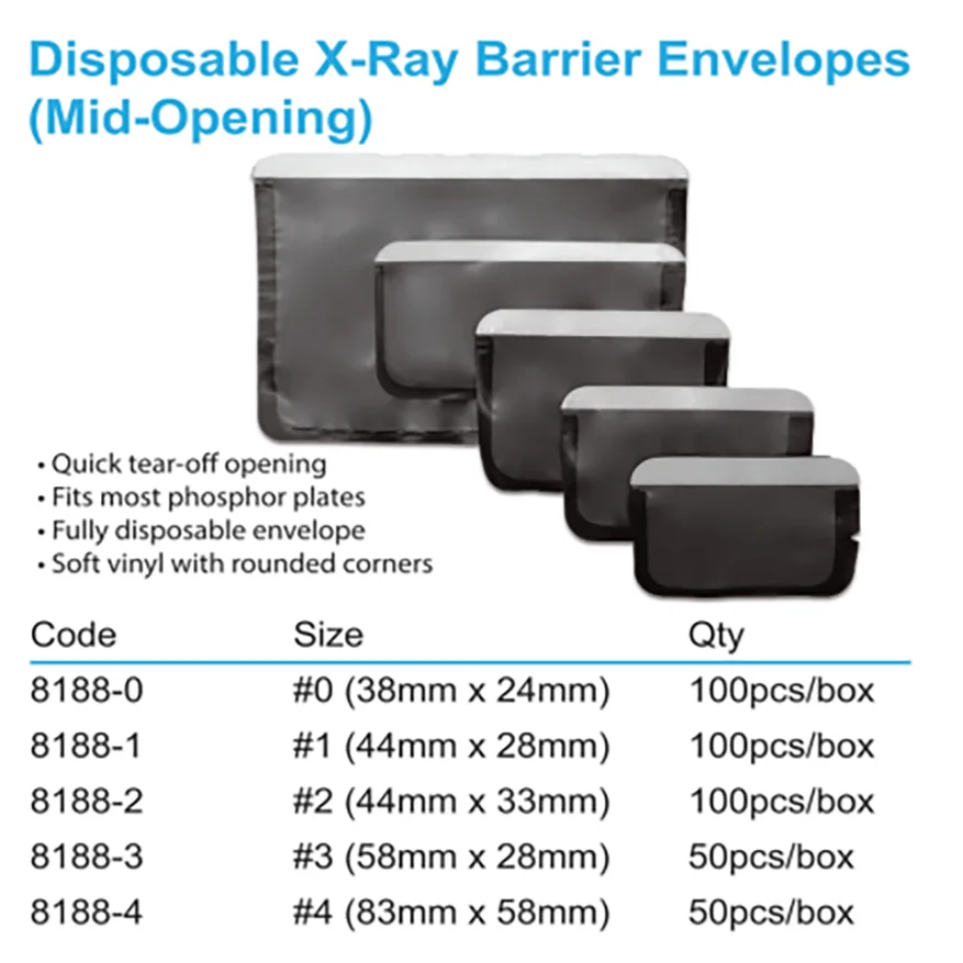 

New 100/50PCS/BOX Dental Protective Sleeve Disposable Barrier Envelopes Cover Bags for X-ray Dental Film Dental Consumables