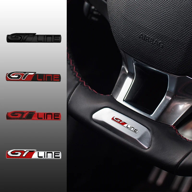 Auto Metal GT LINE Emblem Decor 3D Steering Wheel Center Console Car Interior Sticker For Peugeot 206 208 301 308 RCZ 2008 5008