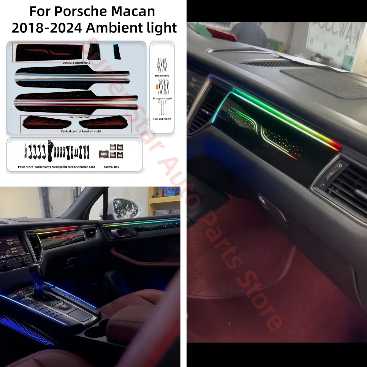 

For Porsche Macan 2018-2024 LED Atmosphere Lamp Car interior lighting upgrade car accessories Luminous cover plate Ambient Light