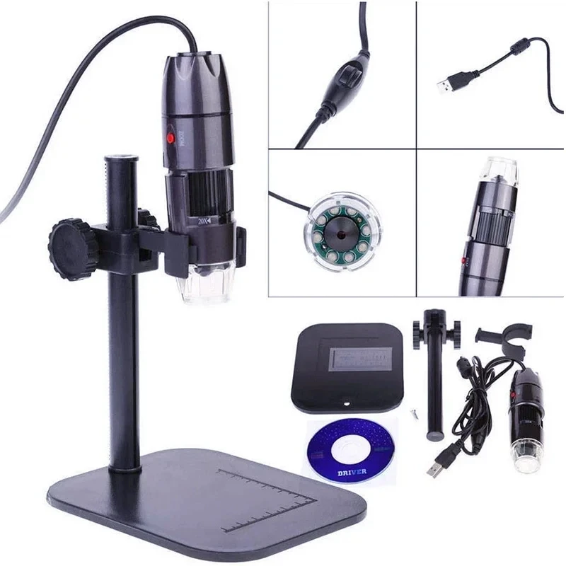 Student Industrial Beauty LED Lights Illuminant 800X USB Zoom Camera Magnifier Portable Digital Video Microscope with Measure