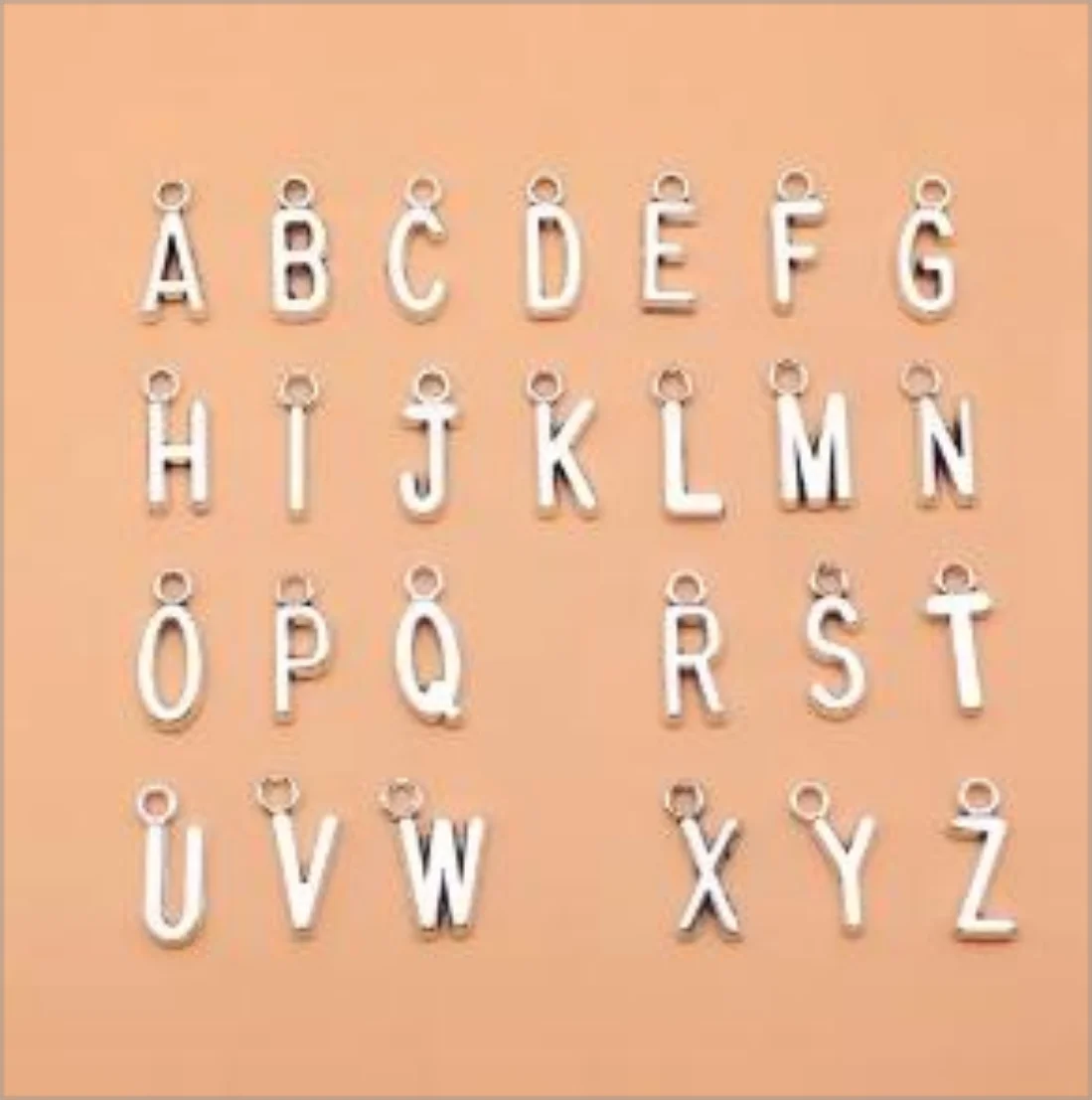 26Pcs/Lot 16mm Alphabet A-Z Letters Charms Antique Silver Color Pendants Making DIY Handmade Tibetan Finding Jewelry