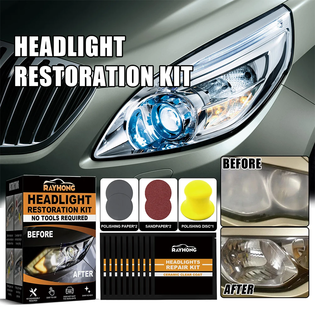 Car Headlight Restoration Set Headlight Cleaner Restorer Kit Headlight Yellowing Repair Set for Car Taillight Headlight