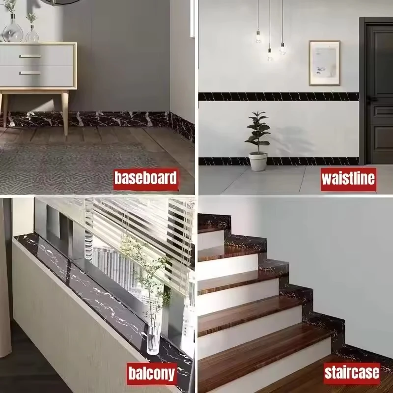 1PC 5M Self Adhesive Skirting Board Thicken Flexible Peel and Stick Foam Wall Stickers Waistline Tape with Aluminum Foil Bottom