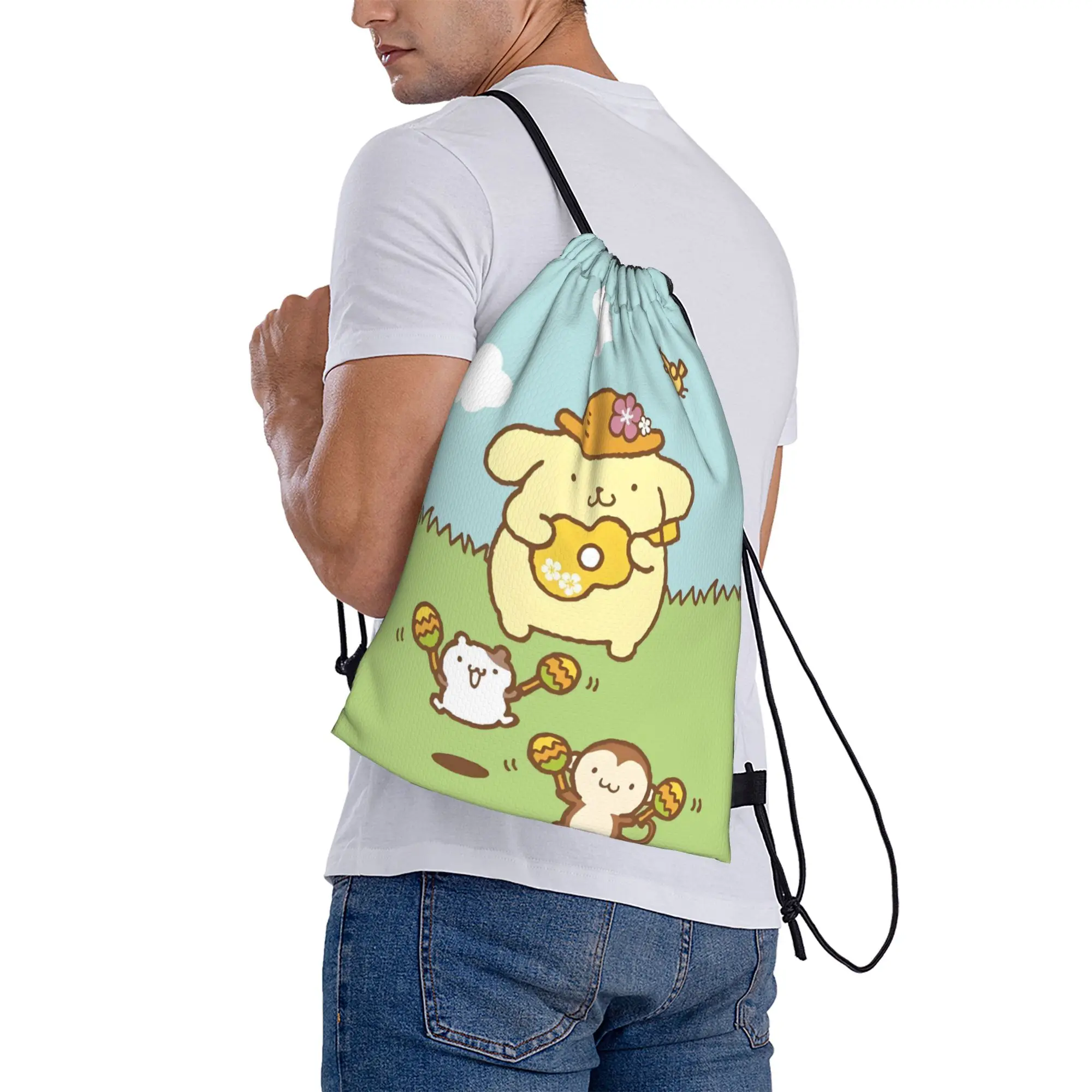 Custom P-Pompompurines Drawstring Backpack Bags Men Women Lightweight Cute Dog Gym Sports Sackpack Sacks for Yoga - view 6