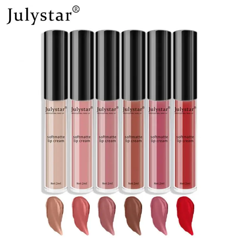 Julystar 18 Color Lipstick Matte Waterproof And Long-lasting Nude Lip Gloss Moisturizer Nonstick Cup Lip Tint Beauty Cosmetics