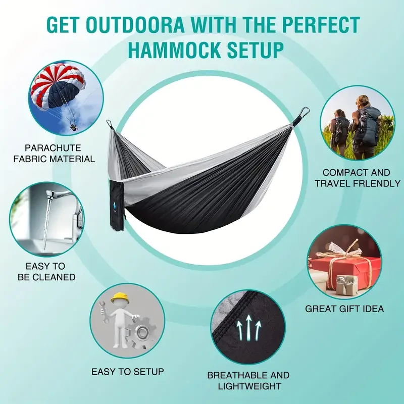 Outdoor Camping Hammock Portable Hammock with Tree Straps Lightweight Nylon Parachute Hammock for Travel Hiking Beach image 5