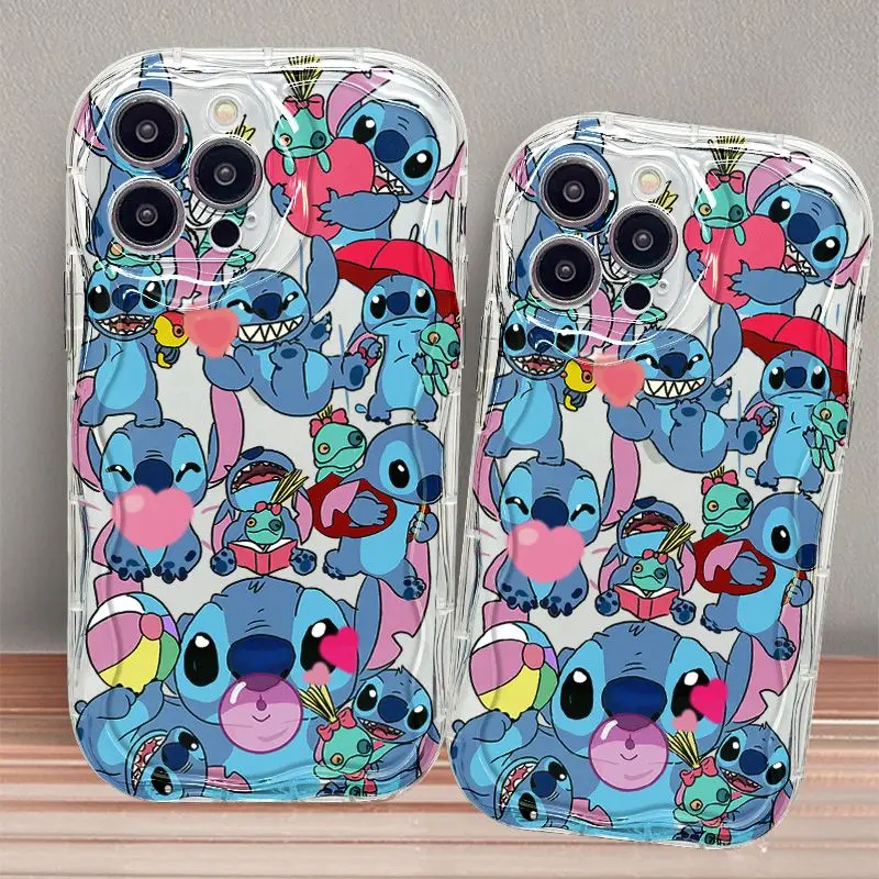 Disney Stitch Blow Bubbles niedliche Handy hülle für iPhone 15 14 13 Pro Max 13 12 11 Pro x xr xs max 7 8 plus Mini Y2k Cartoon Hüllen